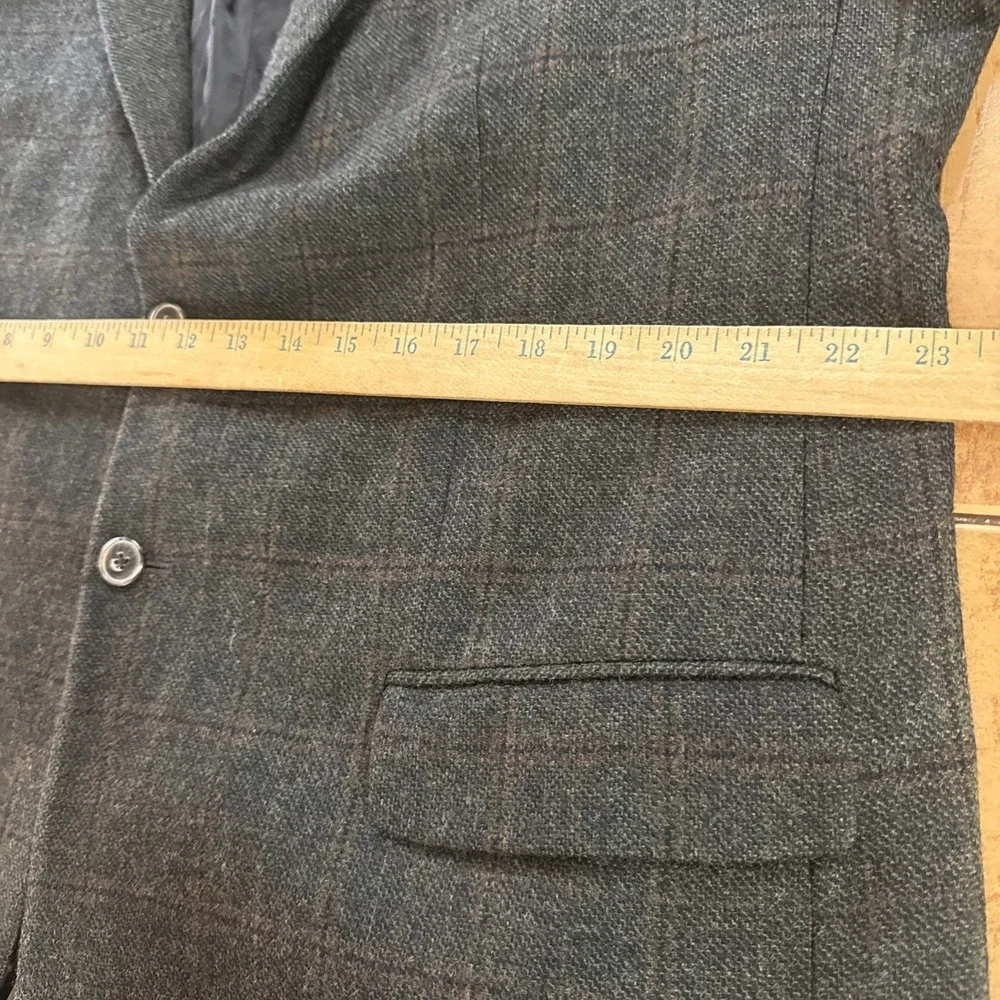 Jos A Bank 1905 Green Plaid Brrr Wool Tailored Fit Blazer Elbow Patch Jacket 46R